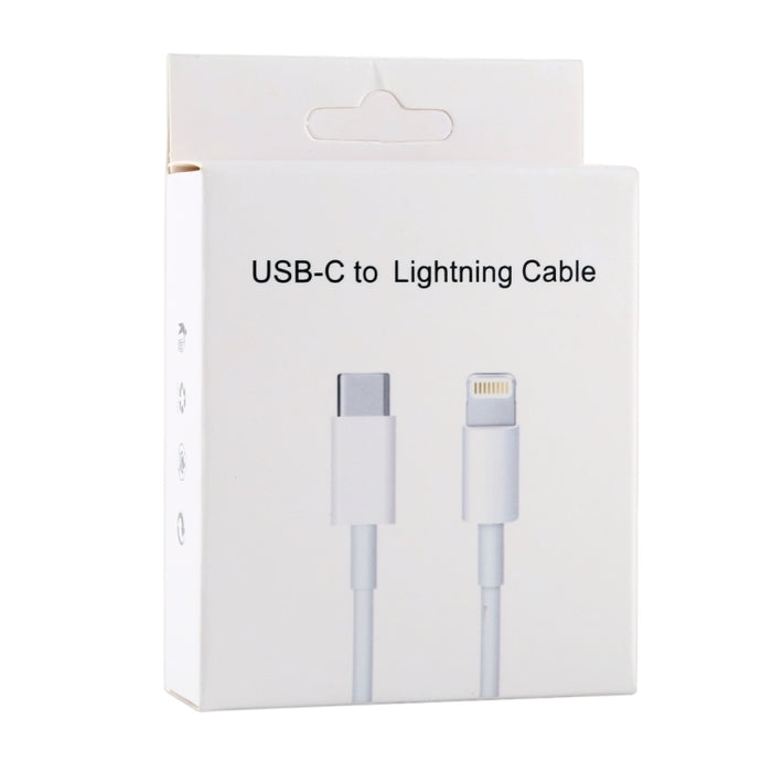 Cable de carga rápida PD de 20W, 9V/2A, 1M, USB-C/tipo-C a 8 pines para iPhone, iPad, longitud del cable: 1m