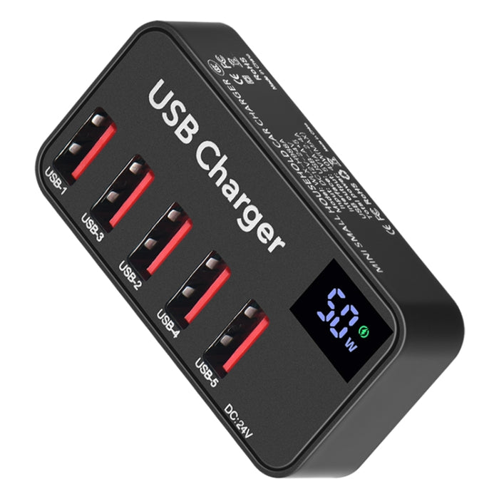 988A Multifunción DC 12V 5 puertos USB Pantalla digital Cargador rápido