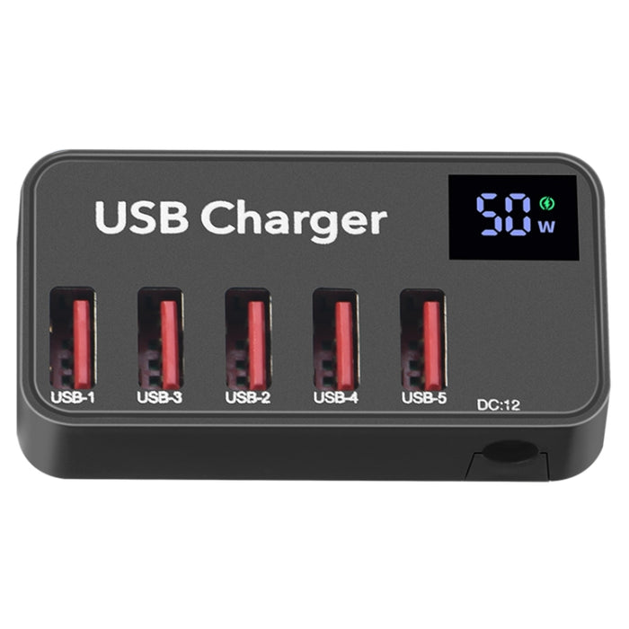 988A Multifunción DC 12V 5 puertos USB Pantalla digital Cargador rápido