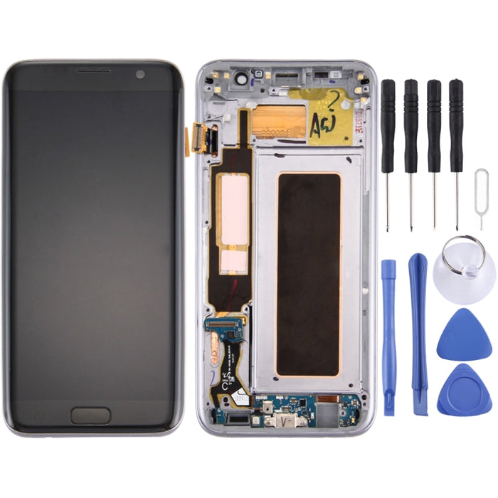 Pantalla LCD original y ensamblaje completo del digitalizador con marco, placa de puerto de carga, botón de volumen y botón de encendido para Galaxy S7 Edge / G935F