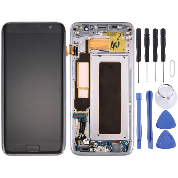 Para Galaxy S7 Edge / G935A Pantalla LCD original y ensamblaje completo del digitalizador con marco, placa de puerto de carga, botón de volumen y botón de encendido