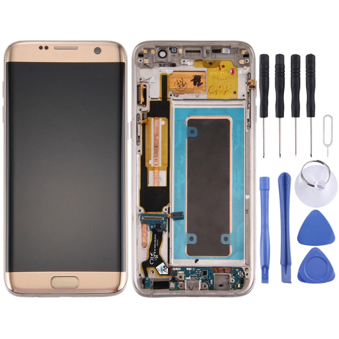 Para Galaxy S7 Edge / G935A Pantalla LCD original y ensamblaje completo del digitalizador con marco, placa de puerto de carga, botón de volumen y botón de encendido