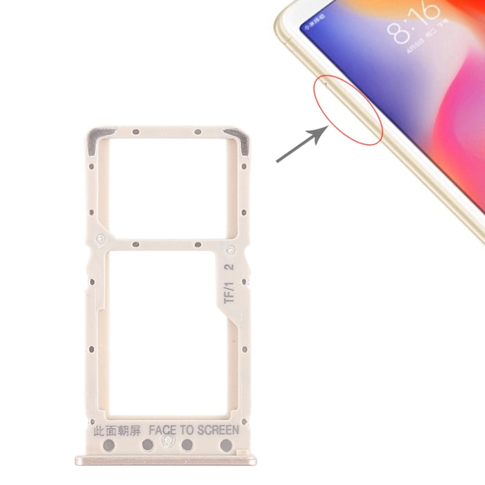 Bandeja Tarjeta SIM + Bandeja Tarjeta SIM / Bandeja Tarjeta Micro SD para Xiaomi Redmi 6 / Redmi 6A, For Redmi 6, For Xiaomi Redmi 6