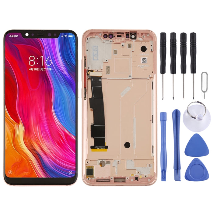 Pantalla LCD y digitalizador de montaje completo con marco y teclas laterales para Xiaomi Mi 8, For Xiaomi Mi 8, For Mi 8 (Rose Gold)