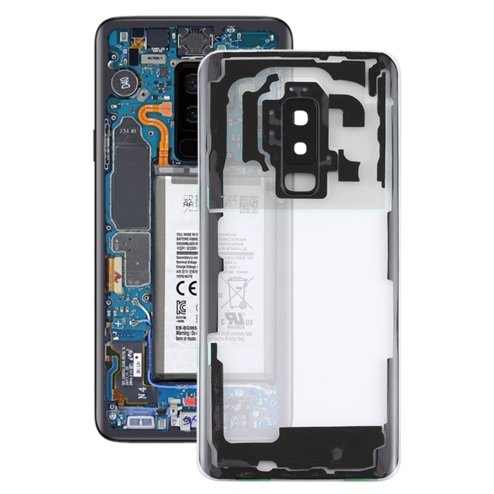 Para Samsung Galaxy S9 + / G965F G965F/DS G965U G965W G9650 cubierta trasera de batería transparente con cubierta de lente de cámara
