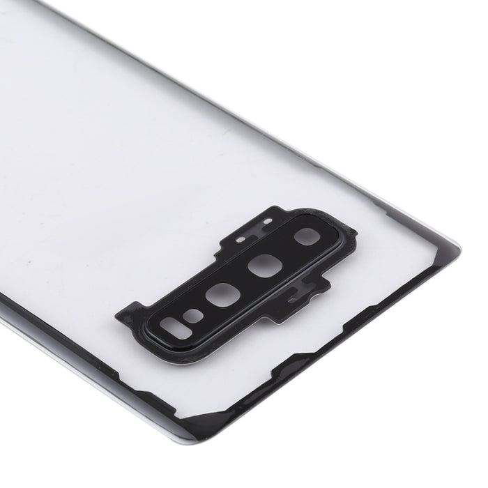 Para Samsung Galaxy S10+ SM-G9750 G975F Tapa trasera de batería transparente con cubierta de lente de cámara
