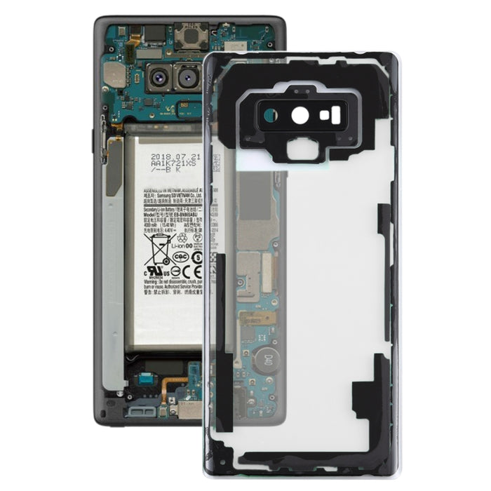 Para Samsung Galaxy Note9 / N960D N960F Tapa trasera de batería transparente con cubierta de lente de cámara