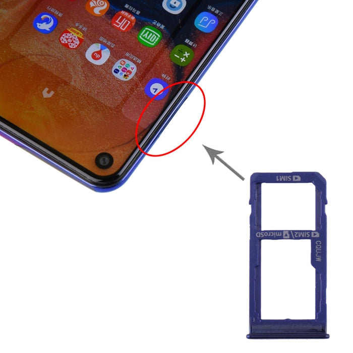 Para Samsung Galaxy A60 Bandeja de tarjeta SIM + Bandeja de tarjeta SIM / Bandeja de tarjeta Micro SD