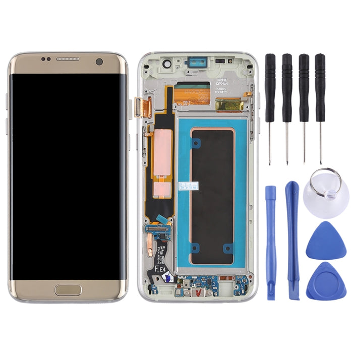 Pantalla LCD de material Super AMOLED original y ensamblaje completo del digitalizador (con marco / cable flexible de puerto de carga / cable flexible de botón de encendido / cable flexible de botón de volumen) para Galaxy S7 Edge / G935F / G935FD