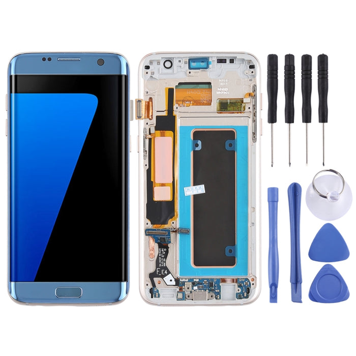 Pantalla LCD de material Super AMOLED original y ensamblaje completo del digitalizador (con marco / cable flexible de puerto de carga / cable flexible de botón de encendido / cable flexible de botón de volumen) para Galaxy S7 Edge / G935F / G935FD