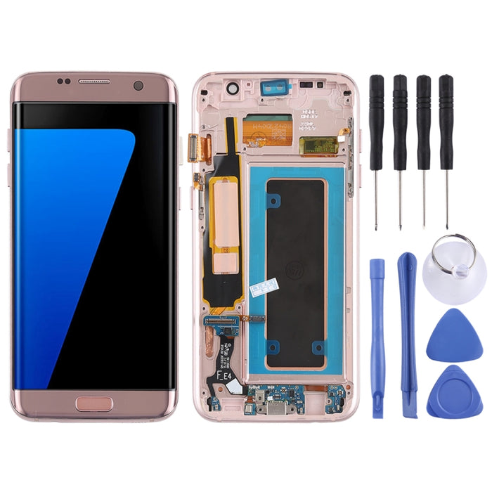 Pantalla LCD de material Super AMOLED original y ensamblaje completo del digitalizador (con marco / cable flexible de puerto de carga / cable flexible de botón de encendido / cable flexible de botón de volumen) para Galaxy S7 Edge / G935F / G935FD
