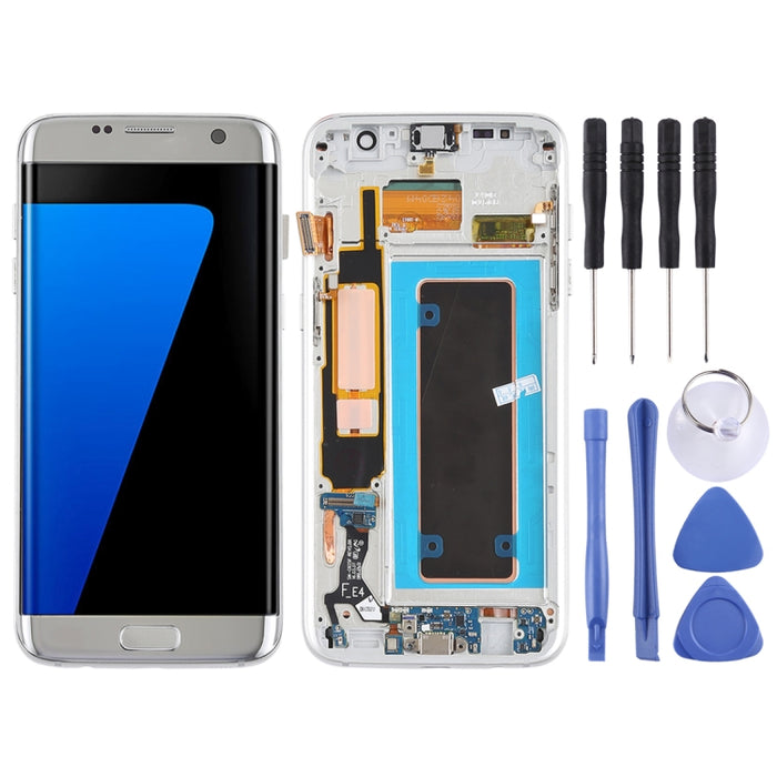 Pantalla LCD de material Super AMOLED original y ensamblaje completo del digitalizador (con marco / cable flexible de puerto de carga / cable flexible de botón de encendido / cable flexible de botón de volumen) para Galaxy S7 Edge / G935F / G935FD
