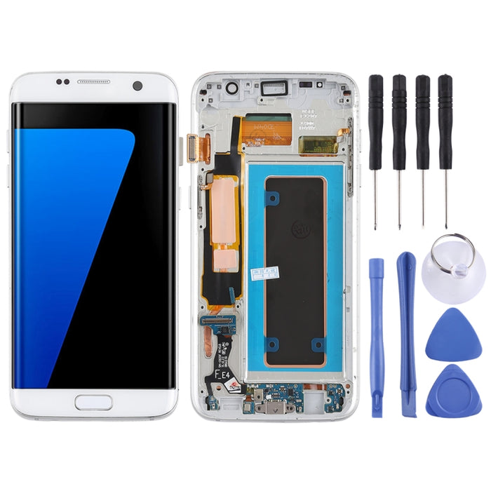 Pantalla LCD de material Super AMOLED original y ensamblaje completo del digitalizador (con marco / cable flexible de puerto de carga / cable flexible de botón de encendido / cable flexible de botón de volumen) para Galaxy S7 Edge / G935F / G935FD