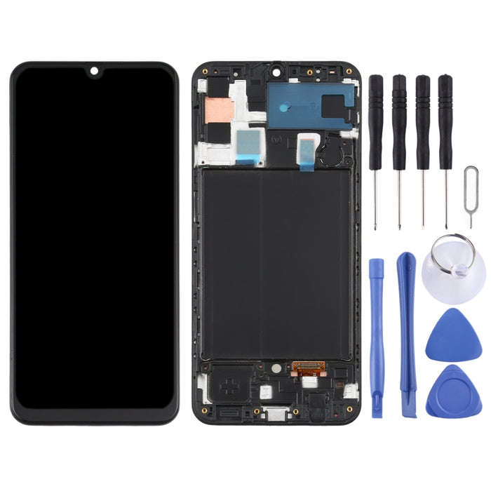 Pantalla LCD Super AMOLED original para montaje completo del digitalizador Galaxy A50 con marco