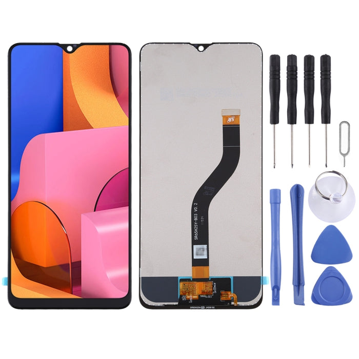 Pantalla LCD de material IPS original y ensamblaje completo del digitalizador para Galaxy A20s