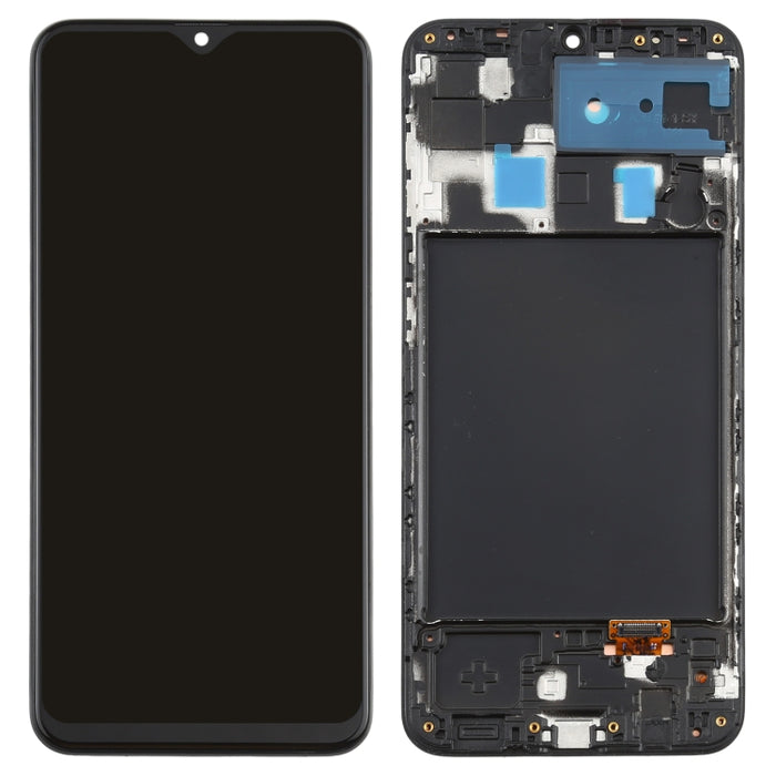 Pantalla LCD de material Super AMOLED original y ensamblaje completo del digitalizador con marco para Galaxy A20
