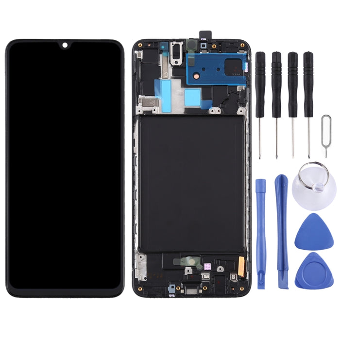 Pantalla LCD de material Super AMOLED original y ensamblaje completo del digitalizador con marco para Galaxy A70