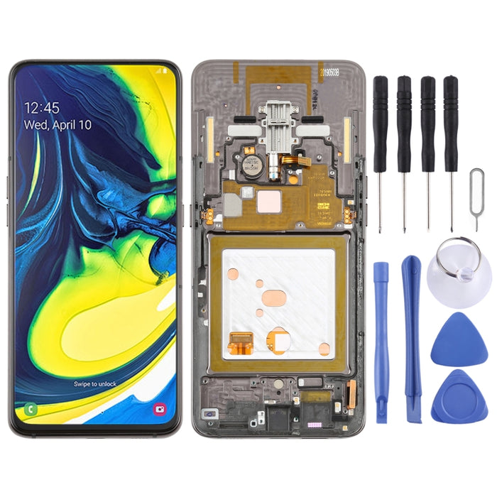 Pantalla LCD de material Super AMOLED original y ensamblaje completo del digitalizador con marco para Galaxy A80
