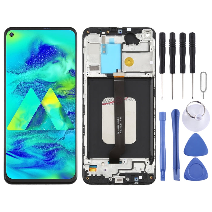Pantalla LCD de material original PLS TFT y ensamblaje completo del digitalizador con marco para Galaxy M40