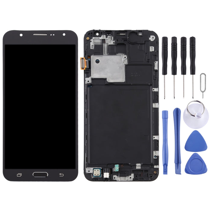 Pantalla LCD de material TFT y ensamblaje completo del digitalizador con marco para Galaxy J7 (2015) / J700F