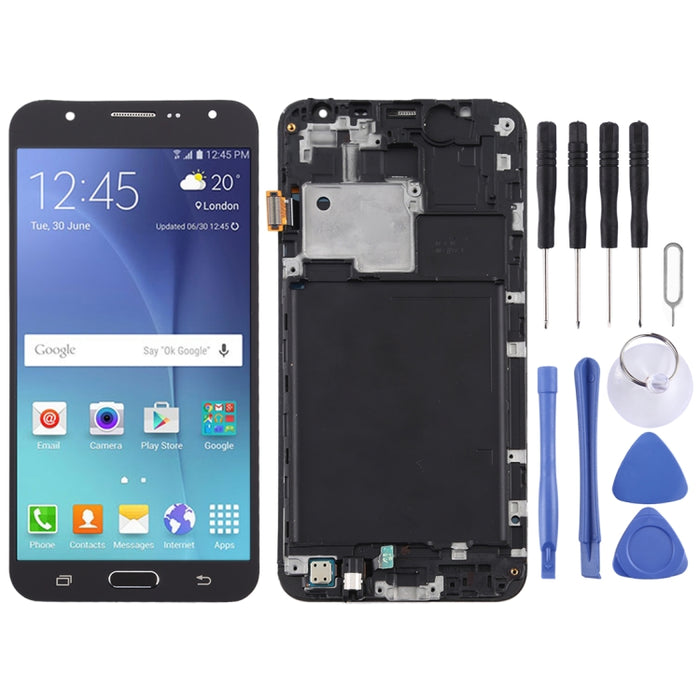 Pantalla LCD de material TFT y ensamblaje completo del digitalizador con marco para Galaxy J7 (2015) / J700F