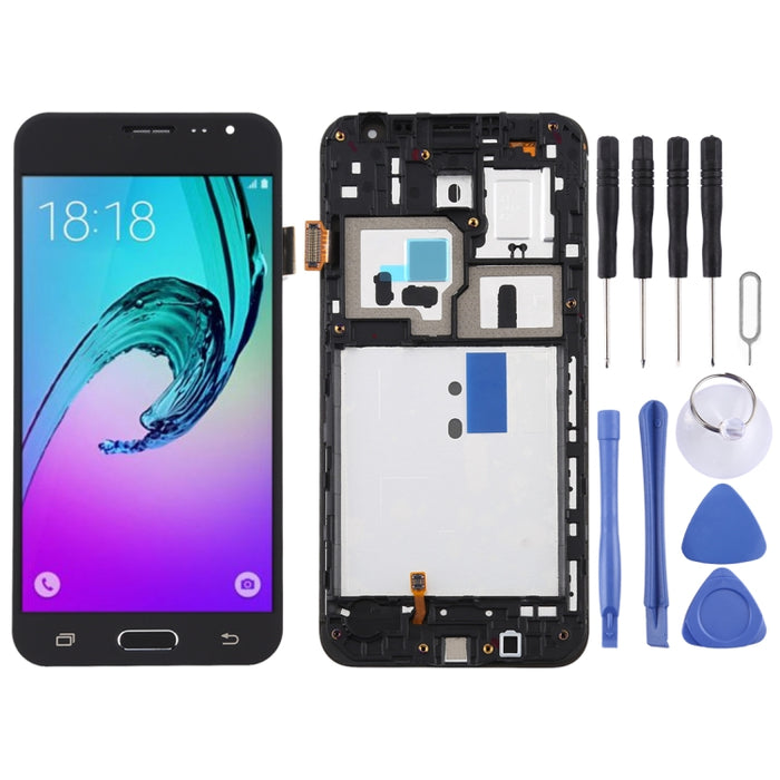 Pantalla LCD de material TFT y ensamblaje completo del digitalizador con marco para Galaxy J3 (2016) / J320F