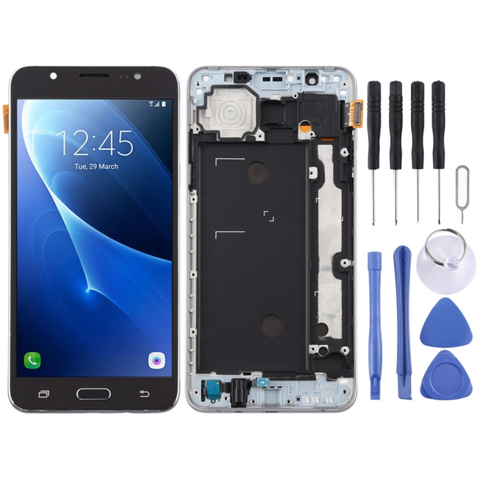Pantalla LCD de material TFT y ensamblaje completo del digitalizador con marco para Galaxy J7 (2016) / J710F