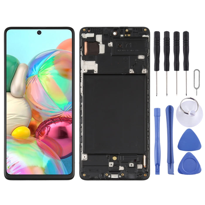 Pantalla LCD de material Super AMOLED original y ensamblaje completo del digitalizador con marco para Galaxy A71