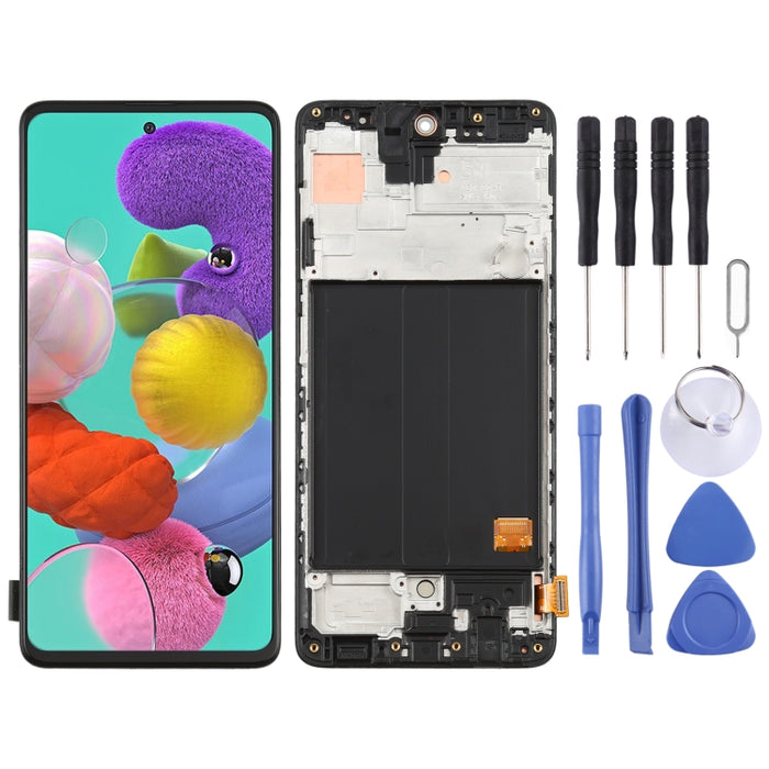 Pantalla LCD de material Super AMOLED original y ensamblaje completo del digitalizador con marco para Galaxy A51 4G