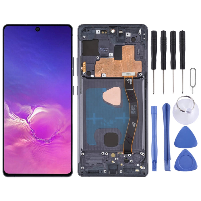 Pantalla LCD de material Super AMOLED original y ensamblaje completo del digitalizador con marco para Galaxy S10 Lite