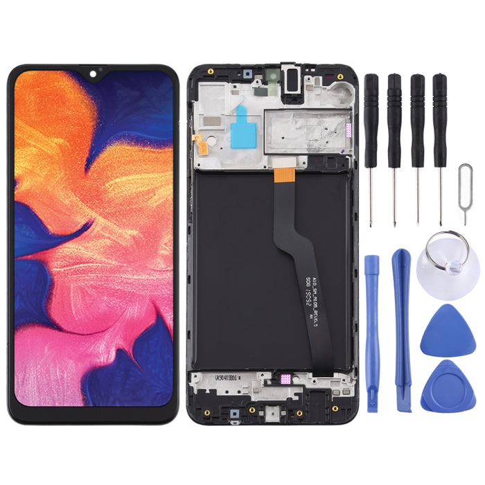 Pantalla LCD y digitalizador de montaje completo con marco para Samsung Galaxy A10 / SM-A105F (versión de tarjeta única)