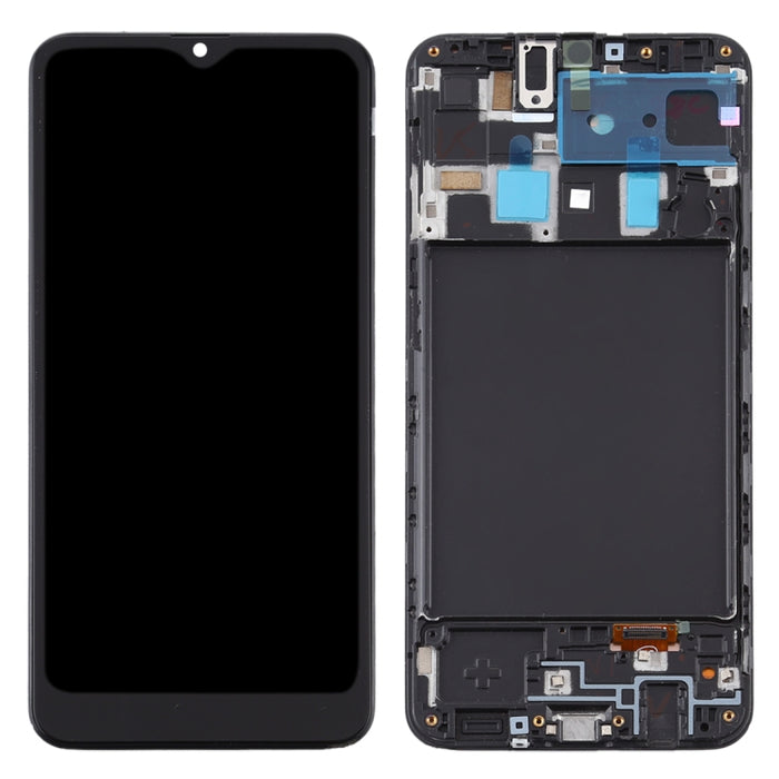 Pantalla LCD de material TFT y ensamblaje completo del digitalizador con marco para Samsung Galaxy A20 / SM-A205F (versión UE)