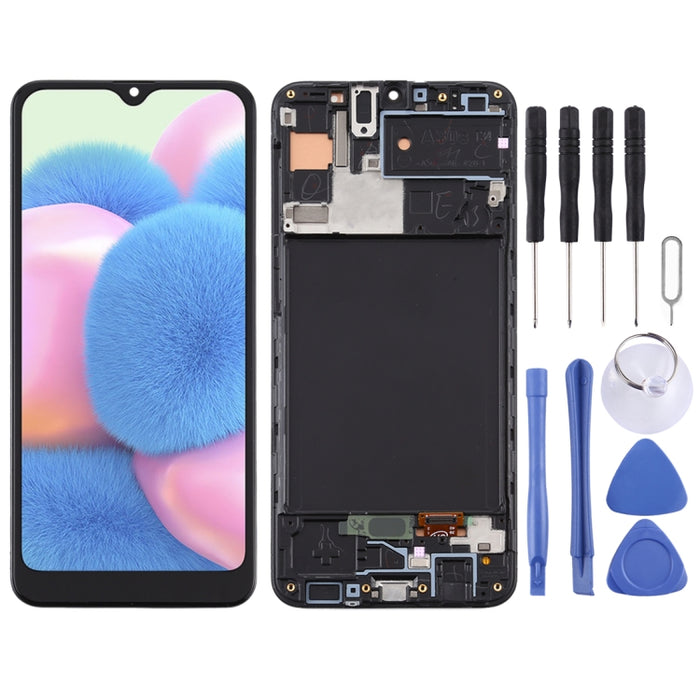 Pantalla LCD de material TFT y ensamblaje completo del digitalizador con marco para Samsung Galaxy A30s