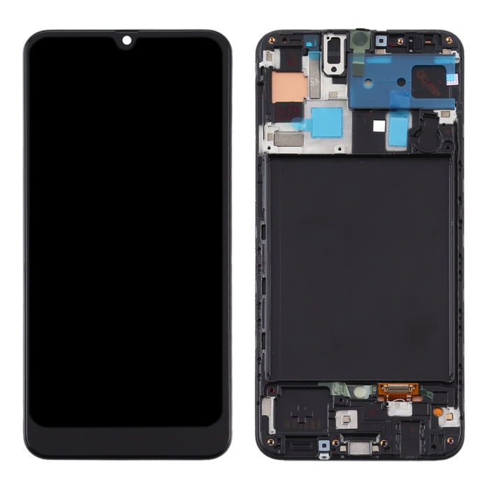 Pantalla LCD de material TFT y ensamblaje completo del digitalizador con marco para Samsung Galaxy A50 (no admite identificación de huellas dactilares)