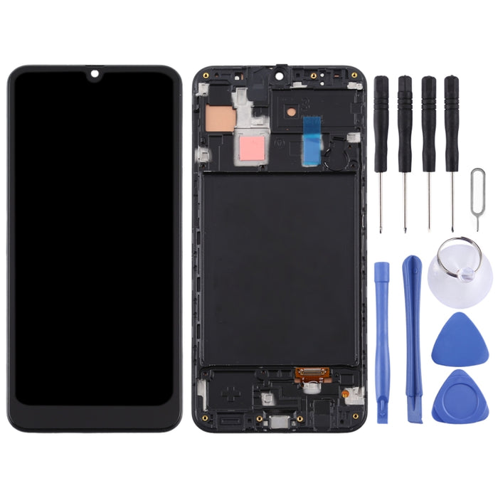 Pantalla LCD de material TFT y ensamblaje completo del digitalizador con marco para Samsung Galaxy A30