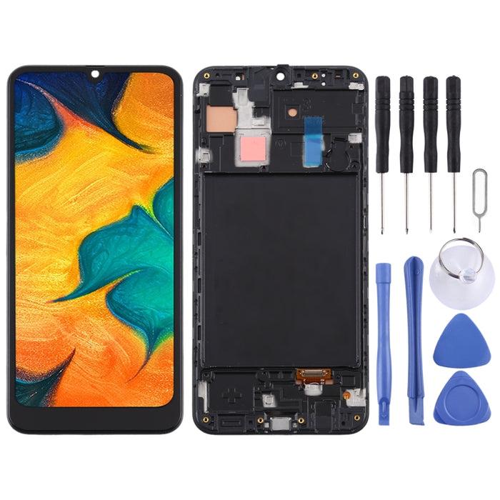 Pantalla LCD de material TFT y ensamblaje completo del digitalizador con marco para Samsung Galaxy A30