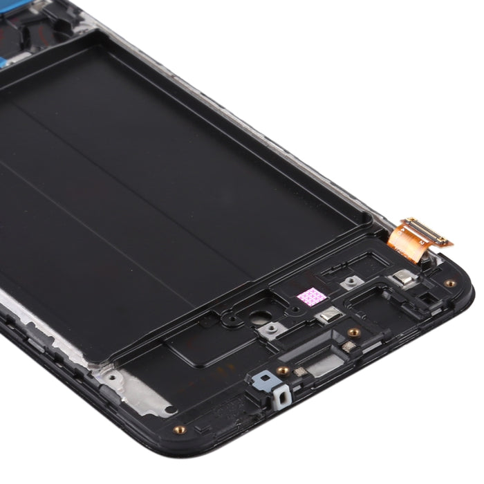 Pantalla LCD de material TFT y ensamblaje completo del digitalizador con marco para Samsung Galaxy A70 (no admite identificación de huellas dactilares)