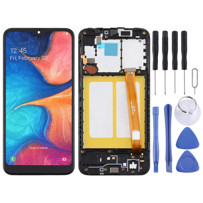 Pantalla LCD de material TFT y ensamblaje completo del digitalizador con marco para Samsung Galaxy A20e