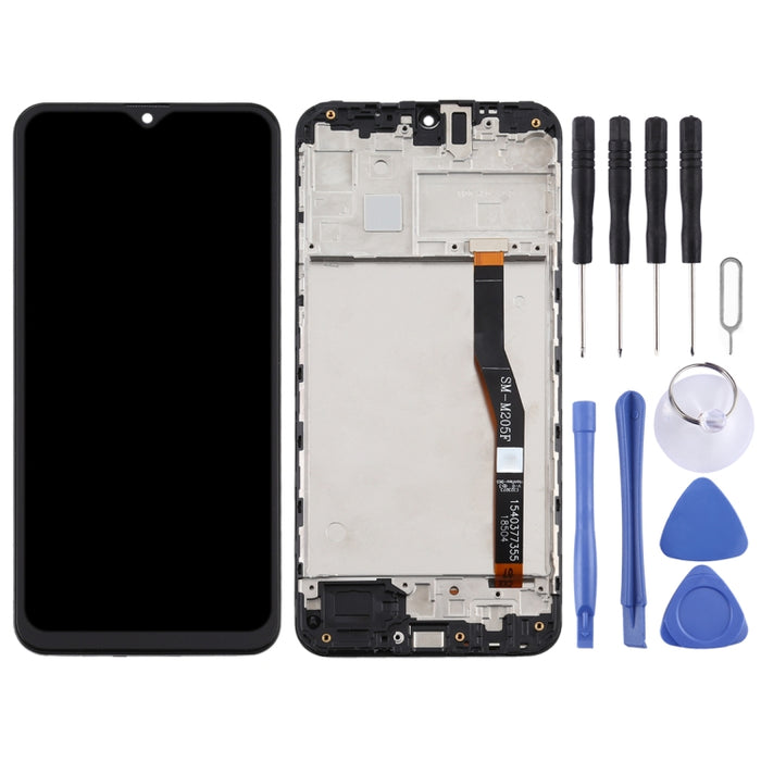 Pantalla LCD de material TFT y ensamblaje completo del digitalizador con marco para Samsung Galaxy M20