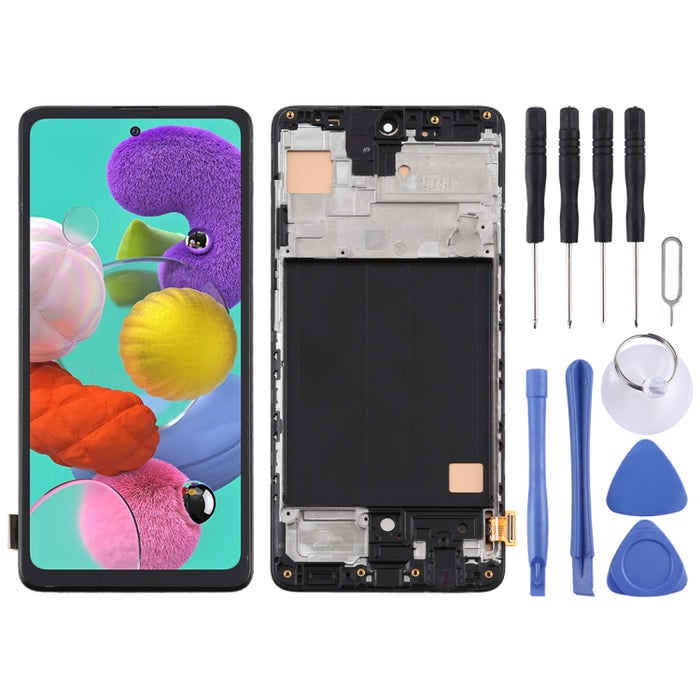 Pantalla LCD de material TFT y ensamblaje completo del digitalizador con marco para Samsung Galaxy A51 4G