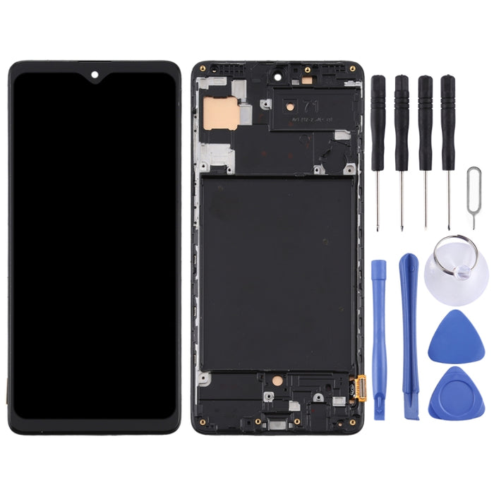 Pantalla LCD de material TFT y ensamblaje completo del digitalizador con marco (no admite identificación de huellas dactilares) para Samsung Galaxy A71 / SM-A715