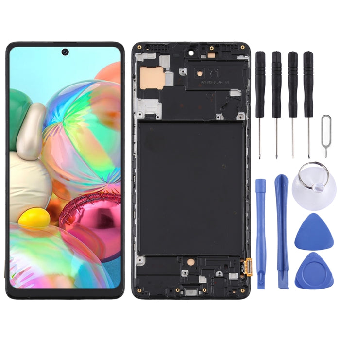 Pantalla LCD de material TFT y ensamblaje completo del digitalizador con marco (no admite identificación de huellas dactilares) para Samsung Galaxy A71 / SM-A715