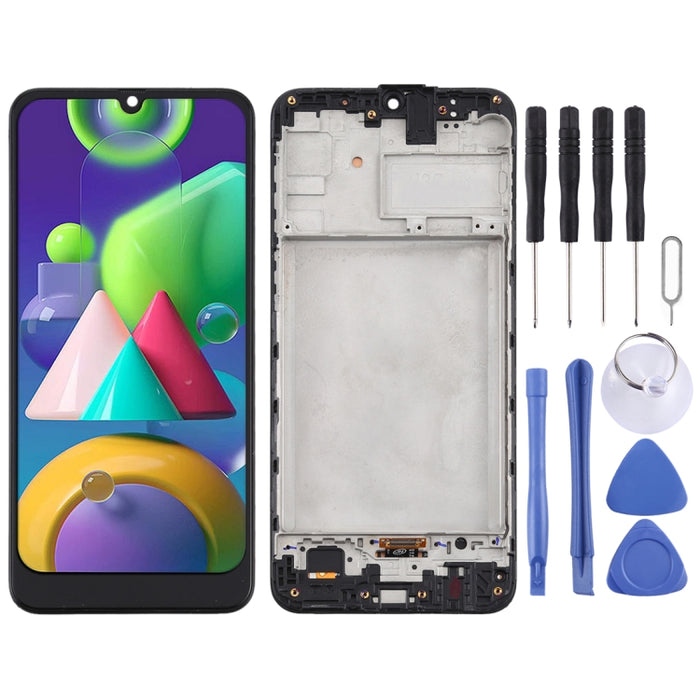 Pantalla LCD de material TFT y ensamblaje completo del digitalizador con marco para Samsung Galaxy M21 / SM-M215