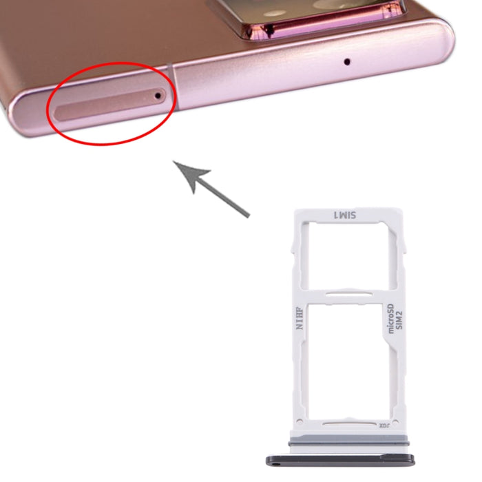 Para Samsung Galaxy Note20 Ultra Bandeja de tarjeta SIM + Bandeja de tarjeta SIM / Bandeja de tarjeta Micro SD
