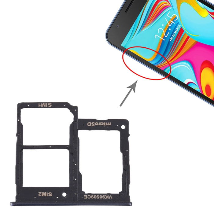 Para Samsung Galaxy A2 Core SM-A260 Bandeja de tarjeta SIM + Bandeja de tarjeta SIM + Bandeja de tarjeta Micro SD
