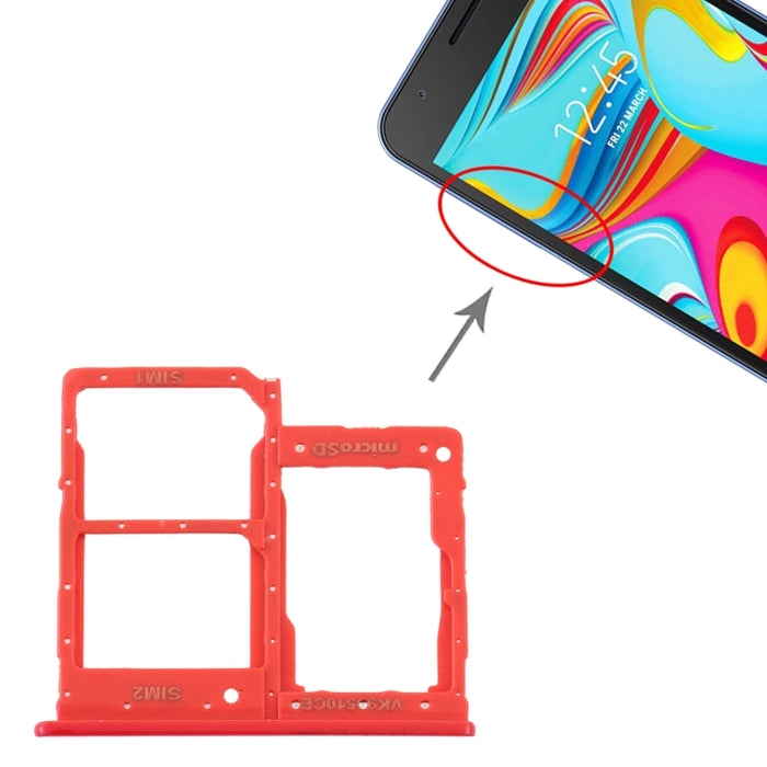 Para Samsung Galaxy A2 Core SM-A260 Bandeja de tarjeta SIM + Bandeja de tarjeta SIM + Bandeja de tarjeta Micro SD