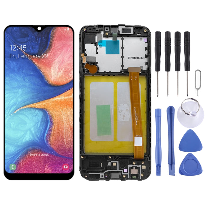 Pantalla LCD Original Y Montaje Completo Del Digitalizador Con Marco Para Samsung Galaxy A20e SM-A202