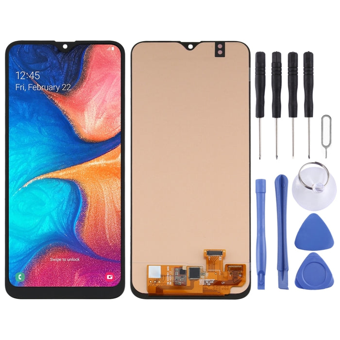 Pantalla LCD de material OLED y ensamblaje completo del digitalizador para Samsung Galaxy A20 SM-A205