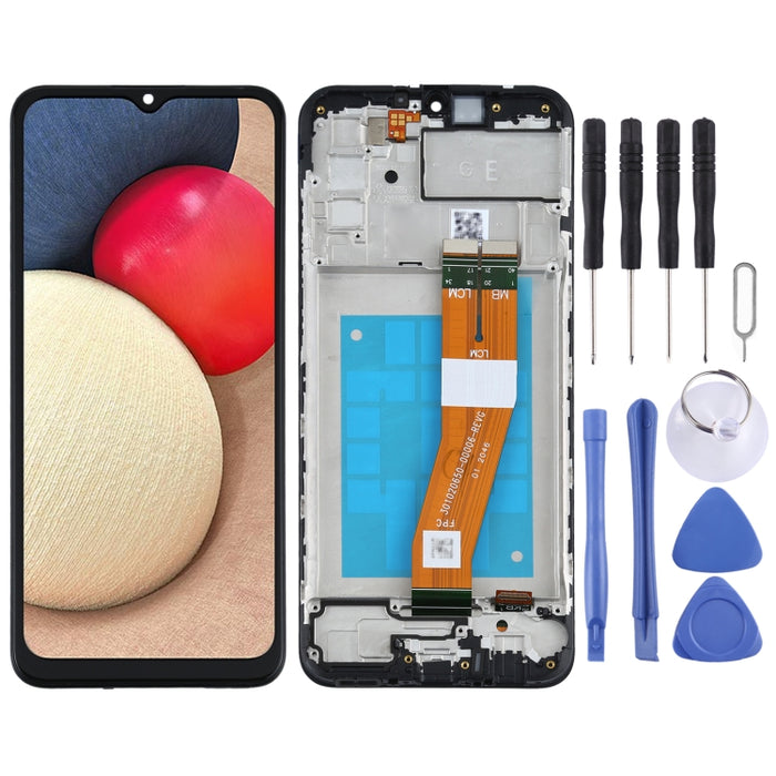 Pantalla LCD original y ensamblaje completo del digitalizador con marco para Samsung Galaxy A02s SM-A025F (versión GE)