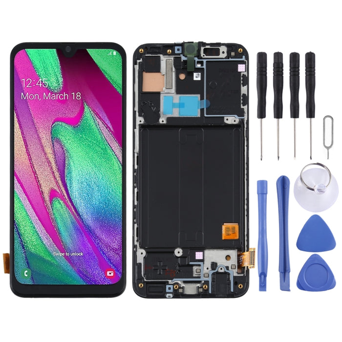 Pantalla LCD de material TFT y ensamblaje completo del digitalizador con marco para Samsung Galaxy A40 SM-A405F